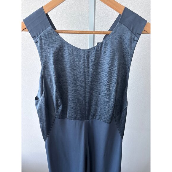 Jigsaw Dress Sz 12 Silk Midi Blue Designer Quiet Luxury Open Back Evening Party - Picture 11 of 16